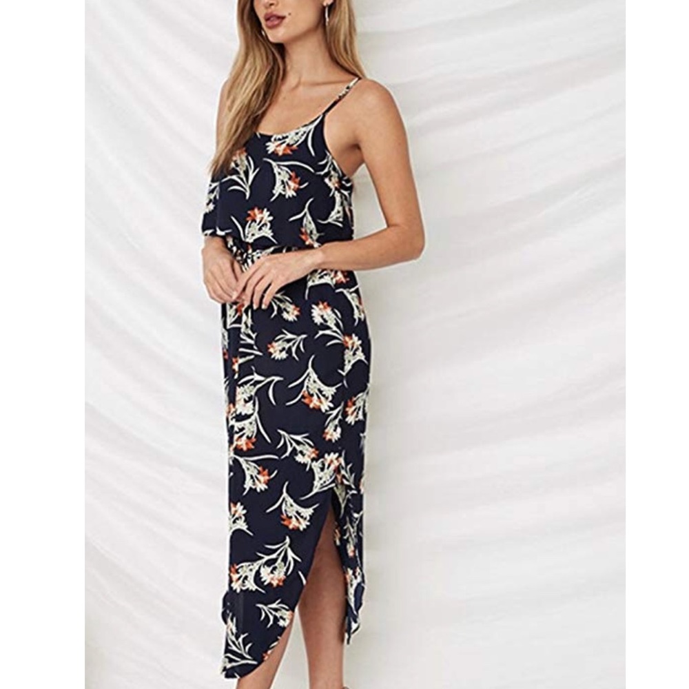 Birds Of Feathers Asymmetrical Midi Dress - Picture 2 of 6